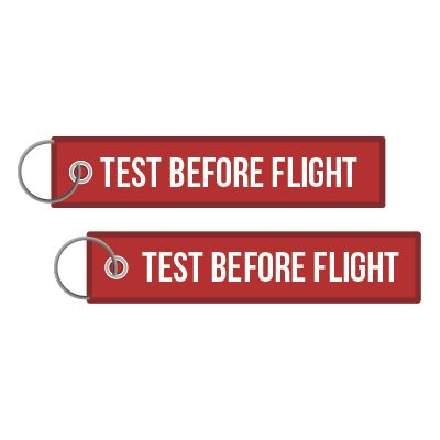 KEY / TEST BEFORE FLIGHT KEYCHAIN
