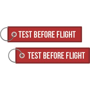 KEY / TEST BEFORE FLIGHT KEYCHAIN