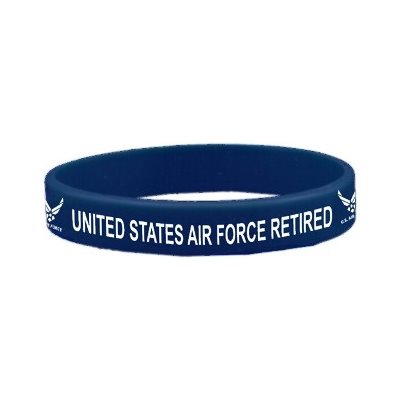 WRSTBND-AIR FORCE RETIRED (WHT LTRS ON BLUE) (DX)
