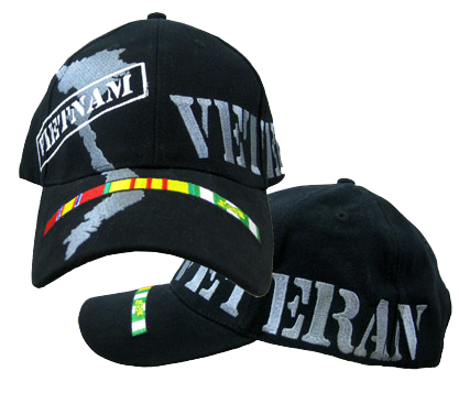 CAP-VIET VET W / LAND AND RIBBONS (BLK) 