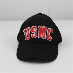 CAP-USMC 3-D TEXT(BLK) @ ! #
