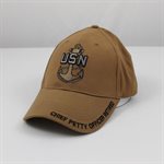 CAP-CHIEF PETTY OFFICE W / ANCHOR RETIRED (COYOTE BRN) (DX) 20 !